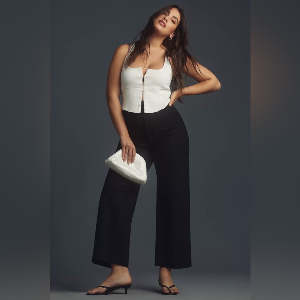 Anthropologie The Colette Cropped Wide-Leg Trousers by Maeve: Ponte Edition